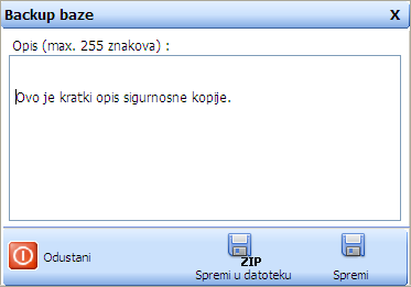 Putni nalog - izrada backup-a